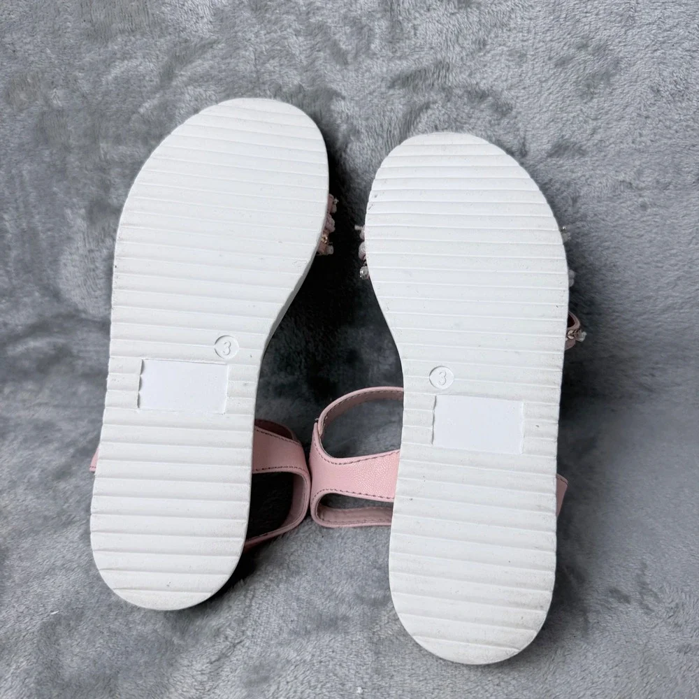 Jellypop Sandals Girls 3M Pink Embellished Pearl Sequin Strappy Comfort Platform